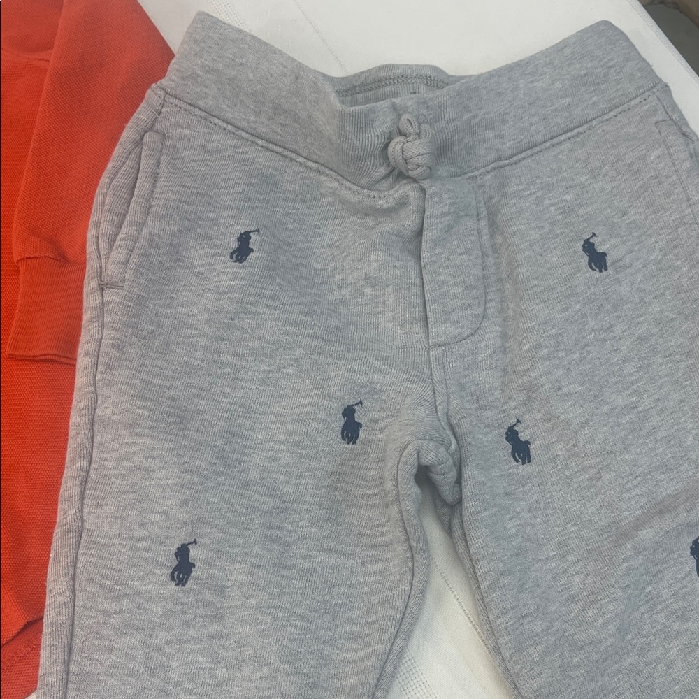 Polo Ralph Lauren Orange Shirt and Gray Pants Set size 2T - Picture 4 of 12